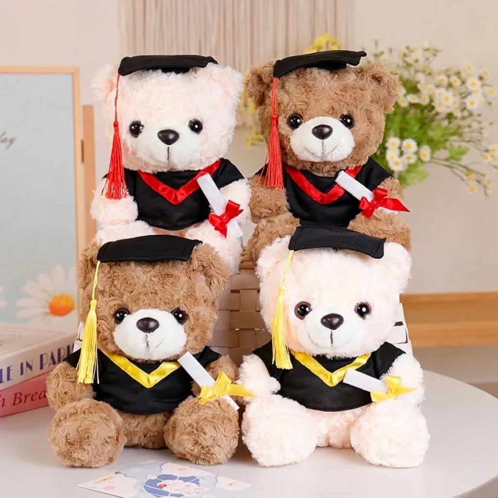 Abschluss Promotion Teddybär Plüschtier Mit Doktorhut Diplom Weiches Stofftier Abschlussgeschenk Für Studenten