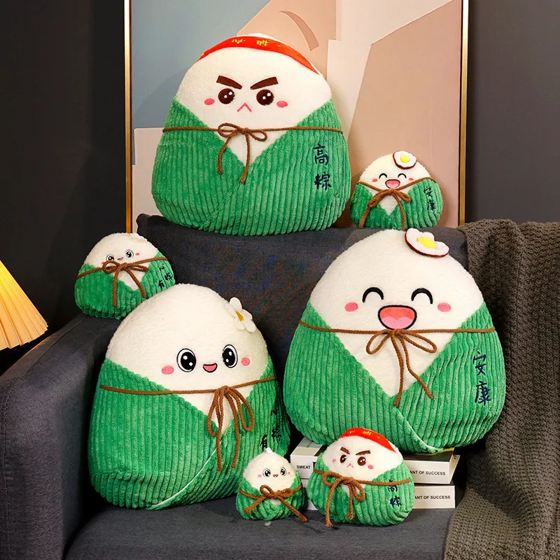 Creative Dragon Boat Festival Zongzi Plush Toy Cartoon Food Stuffed Doll For Home Decor Soft Throw Pillow Holiday Gift For Success Peace