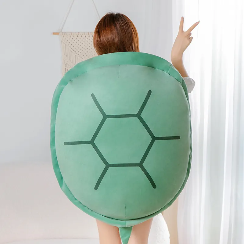 Wearable Turtle Shell Pillow Bee Plush Toy Creative Giant Tortoise Shell Stuffed Animal Soft Cuddle Back Cushion Home Decor Surprise Gift