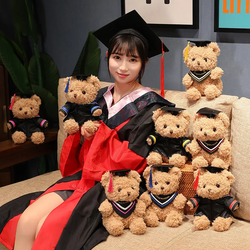 Abschluss Teddybär Plüschtier Mit Bachelortalar Doktorhut Herzlichen Glückwunsch Stickerei Weiches Stofftier Abschlussgeschenk