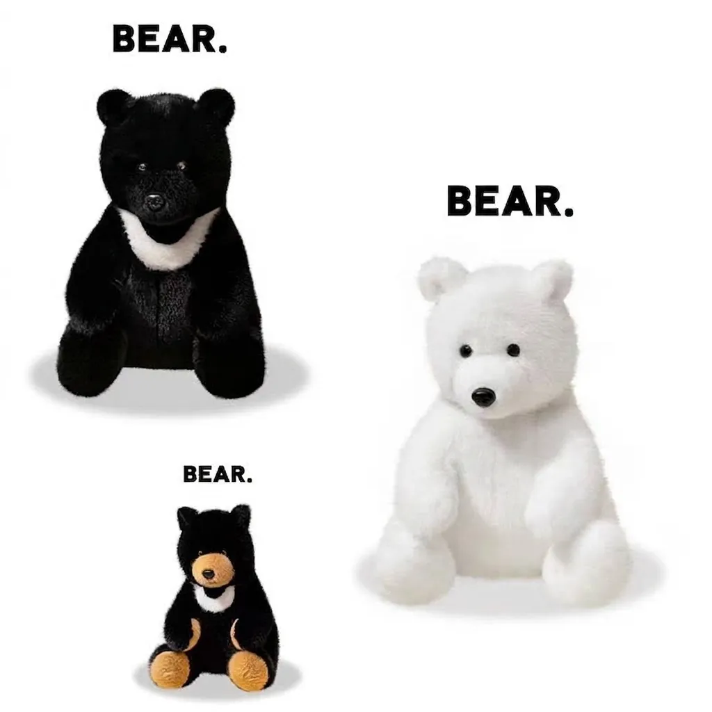 Realistisches Bär Plüschtier Schwarzbär Eisbär Stofftier Weicher Nerzartiger Stoff Spielzeug Für Kinder Erwachsene Geschenk