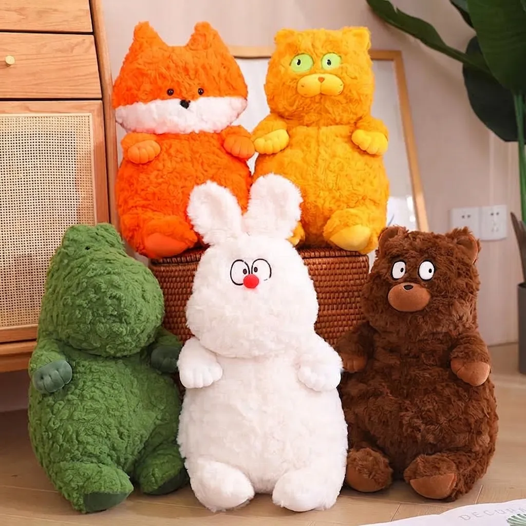 Bobowa Juguete de Peluche Lindo Animal de Peluche Gato Zorro Dinosaurio Conejo Felpa Larga Suave Almohada Para Decoración Habitación Niños Regalo