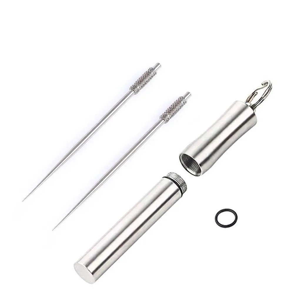 Portable Titanium Alloy Toothpick Holder Tube Keychain Waterproof Metal Toothpick Case Storage Jar For Travel Outdoor Daily Use