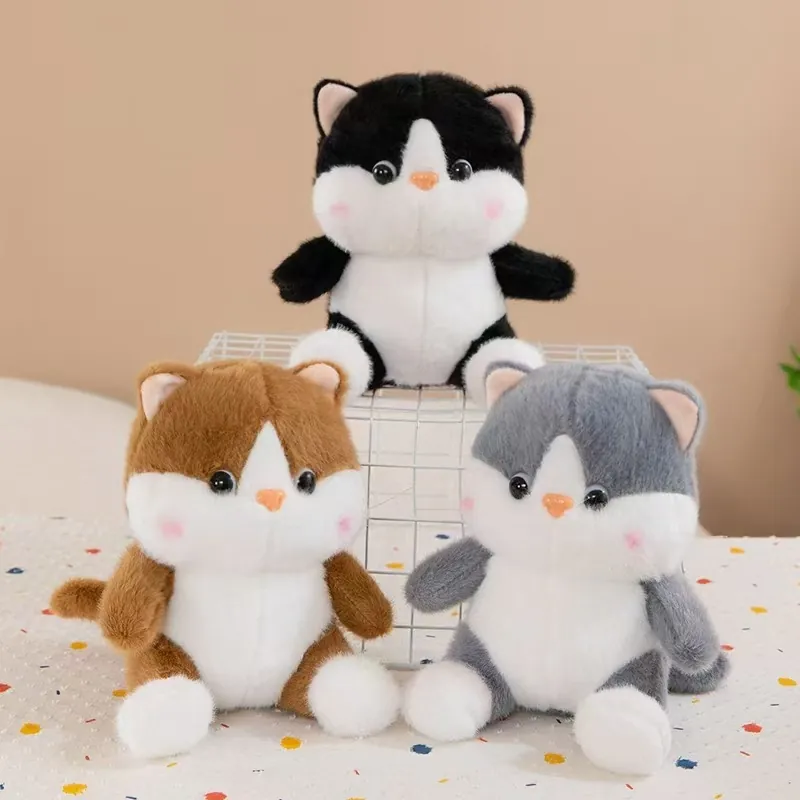 Simulation Peach Cat Plush Toy Kawaii Kitten Stuffed Animal Doll For Kids Girls Birthday Gift Soft Plushie Home Decor