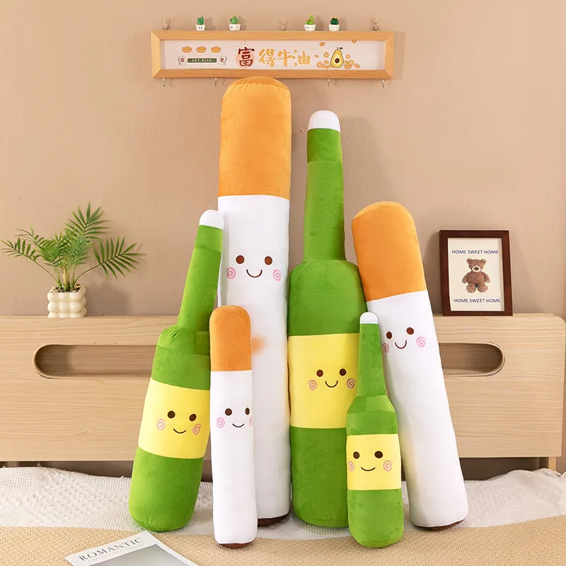 Creative Simulation Cigarette Wine Bottle Plush Pillow Funny Soft Stuffed Toy For Boyfriend Husband Valentine Day Gift