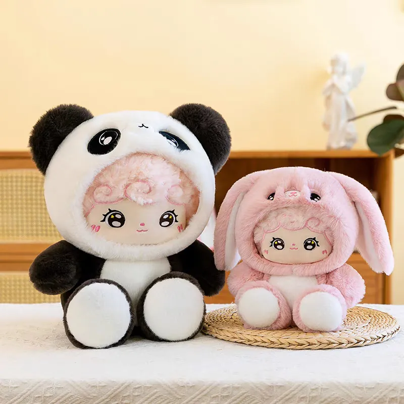 Simpatico Peluche Serie Naifu Orso Bambola Trasformabile Dinosauro Coniglio Lupo Animale di Peluche Morbido Regalo Compleanno Bambini