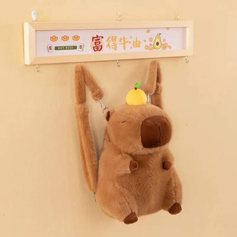 Simpatico Zaino in Peluche Capibara a Forma di Animale Marrone Morbida Borsa a Tracolla Per Donne Bambini Ragazze Regalo Grande Capacità