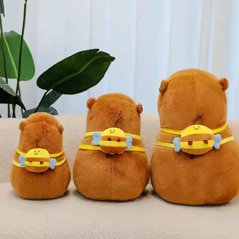 Cute Capybara Plush Toy With Bee Backpack Decoration Soft Stuffed Animal Doll For Kids Girls Healing Style Plushie Gift