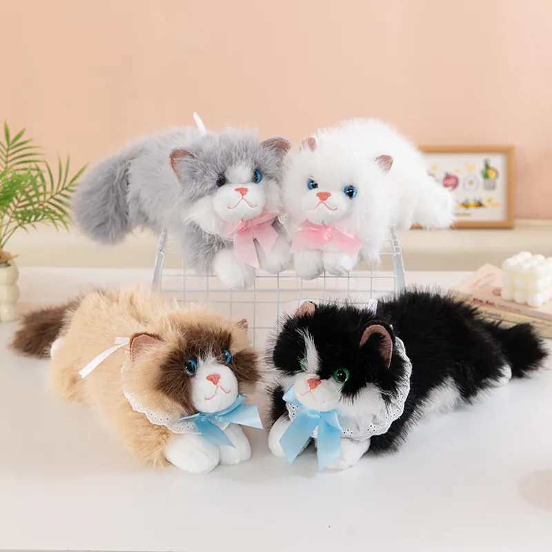 Realistic Simulation Ragdoll Cat Plush Toy With Sound Effect Soft Stuffed Animal Kitten Doll Pillow For Kids Home Decor Gift
