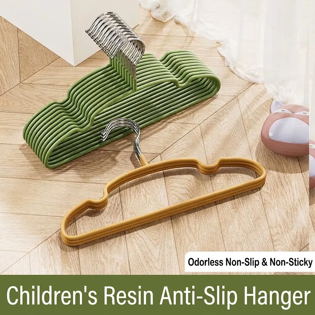 Children Hangers Non-Slip Seamless Resin Stainless Steel Clothes Hangers For Kids Adults Toddlers Home Wardrobe Drying Rack