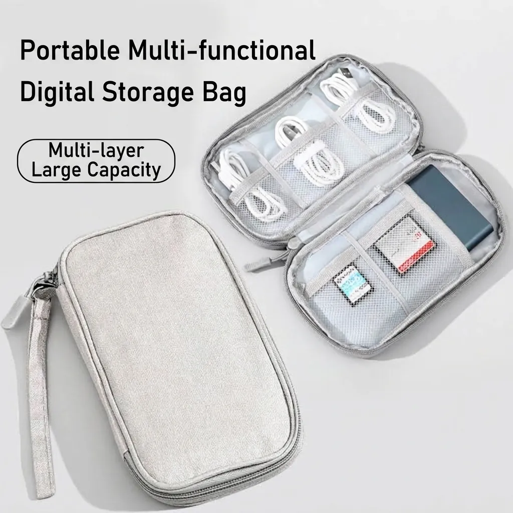 Bolsa Organizadora de Accesorios Electrónicos Portátil Estuche de Almacenamiento de Cables de Viaje Para Banco de Energía Disco Duro Cable USB Cargador