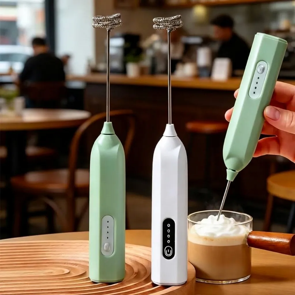 Electric Milk Frother Handheld Wireless Coffee Foamer USB Rechargeable Drink Mixer Stainless Steel Whisk For Kitchen Home Cafe