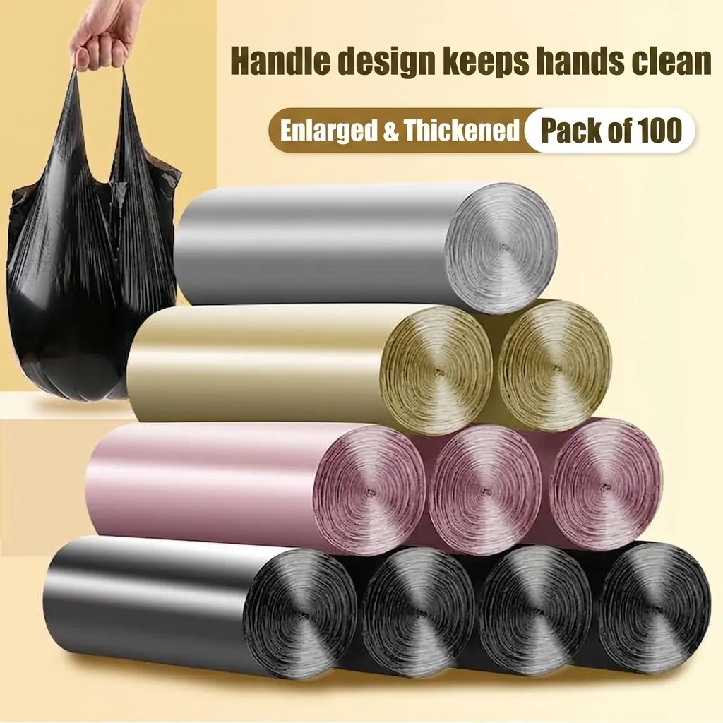 Handheld-Westen-Stil Verdickte PE-Müllbeutel Für Küche Haushalt Abfallentsorgung Auslaufgeschützt Langlebig Einweg-Plastikmüllbeutel