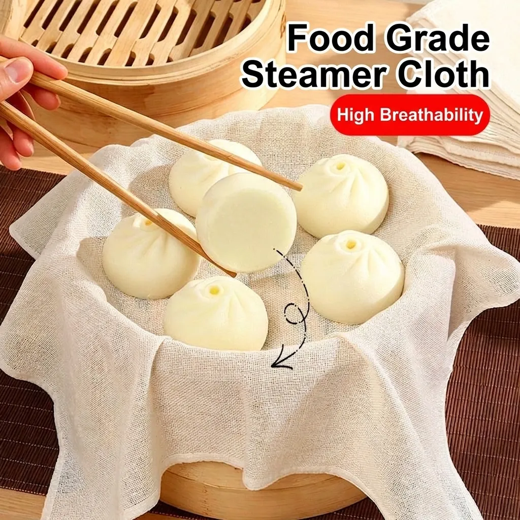 Food Grade Pure Cotton Steamer Cloth Non-Stick Reusable Cotton Gauze Steamer Liner Mesh Filter Cloth For Dumplings Buns Kitchen Steamer Mat