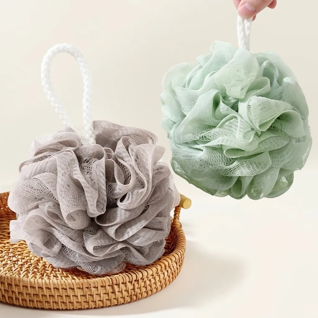 Soft PE Mesh Bath Ball Loofah Foam Maker Shower Sponge with Hanging Rope for Kids and Adults Bathroom Accessories