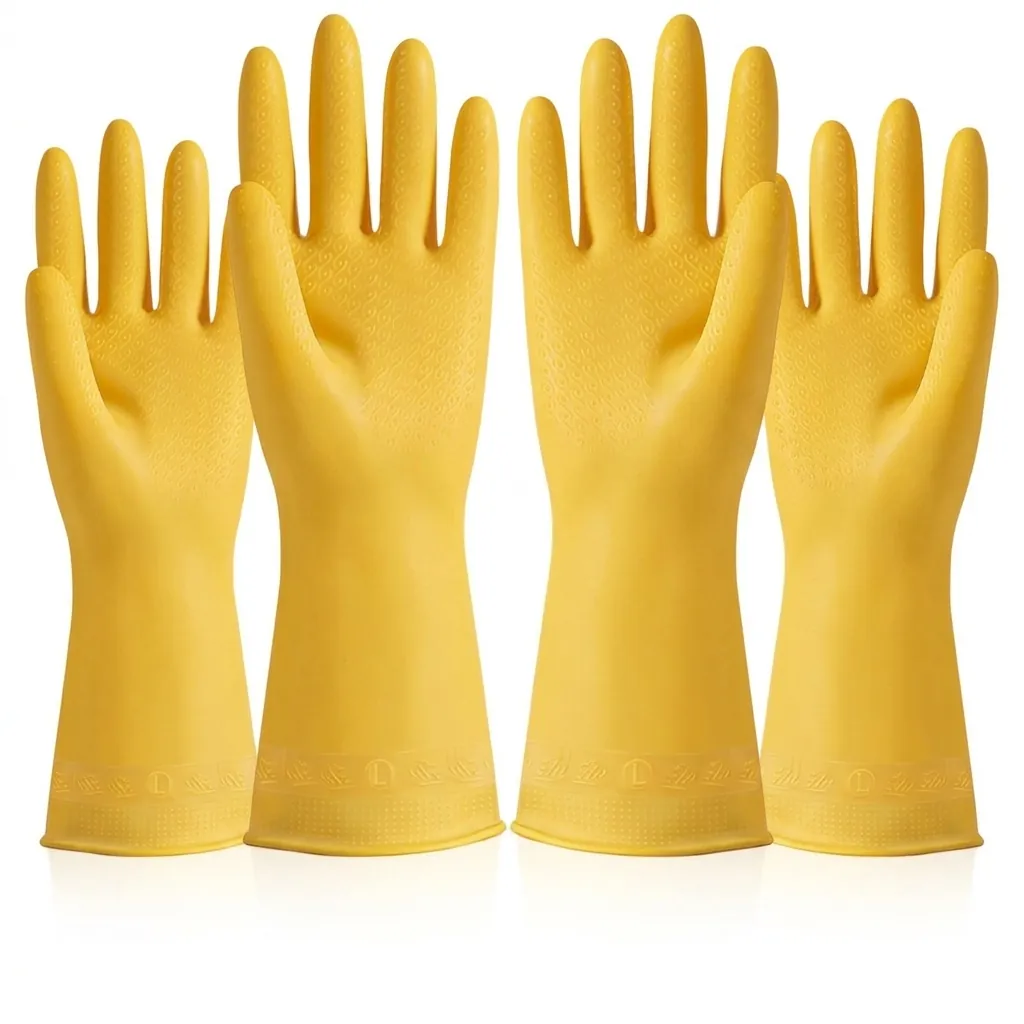 Thickened PVC Household Cleaning Gloves Waterproof Non-Slip Dishwashing Laundry Protective Rubber Gloves For Kitchen Housework Women