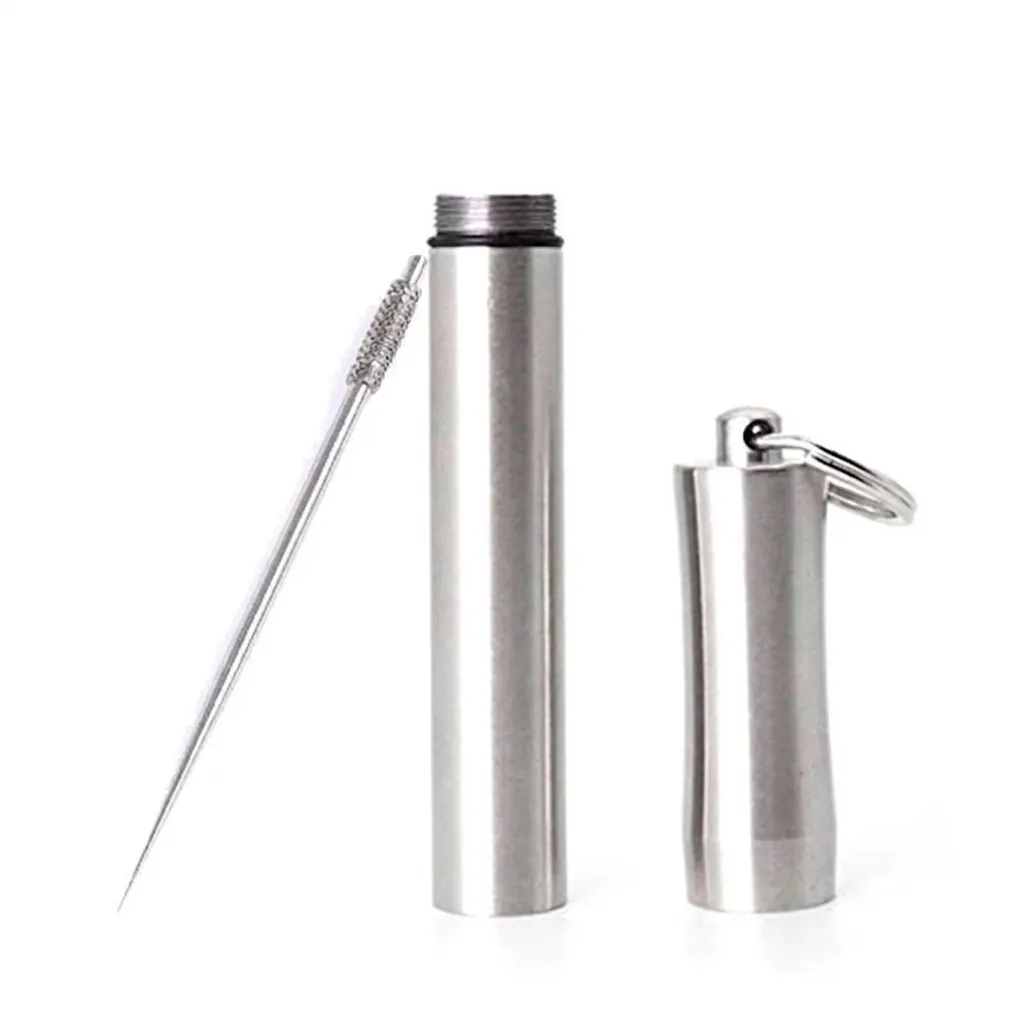 Portable Stainless Steel Toothpick Holder Mini Waterproof Storage Case Outdoor Travel Keychain Metal Toothpick Bucket Accessory