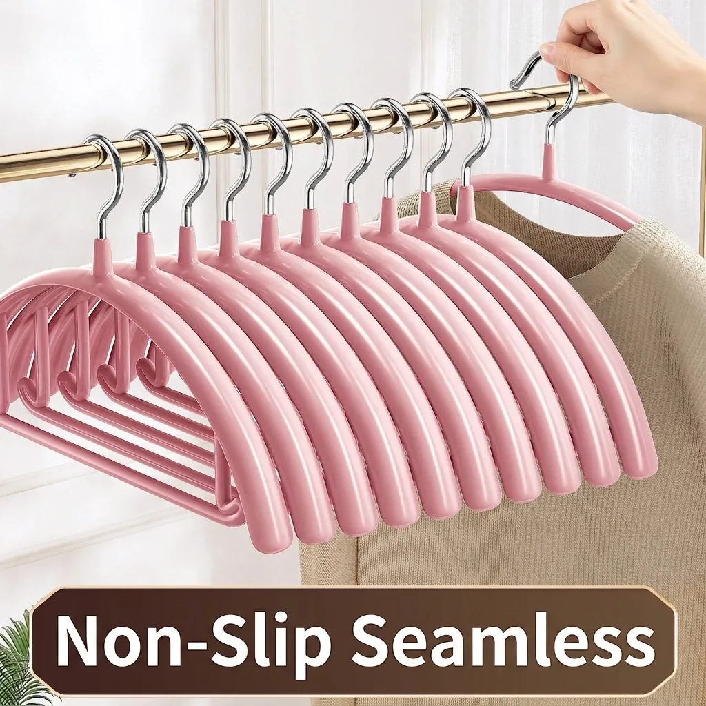 Non-slip Seamless Hangers For Sweaters Coats Dip-coated Stainless Steel Wide Shoulder Anti-Bump Heavy Duty Clothing Hangers