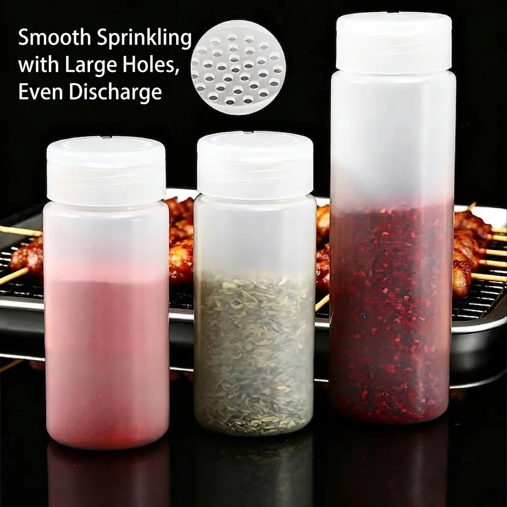 Commercial Plastic Spice Shaker Bottle Translucent HDPE Seasoning Dispenser For BBQ Powder Salt Pepper Shaker Kitchen Storage Organization Tool
