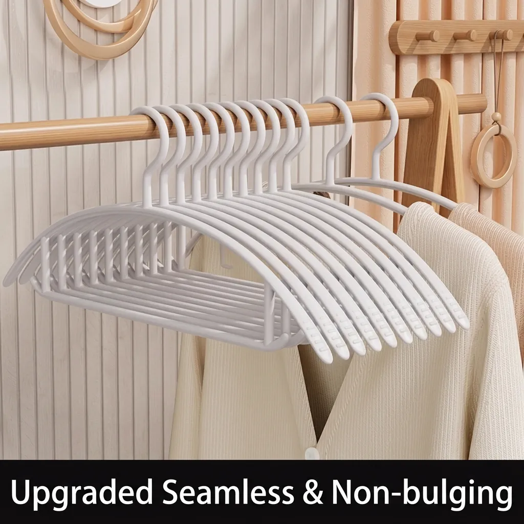 Seamless Non-Slip Plastic Clothes Hanger Wide Arc Shoulder Support No Bumps Clothes Drying Rack Space Saving Hangers