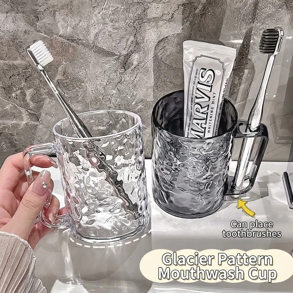 Transparent Acrylic Mouthwash Cup Glacier Pattern Toothbrush Cup Light Luxury Couple Water Mug Bathroom Home Drinkware