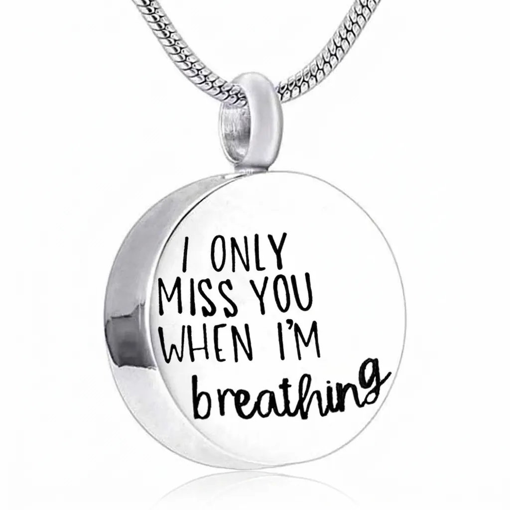 Stainless Steel Memorial Cremation Urn Necklace For Ashes Openable Round Pendant Memorial Jewelry For Human Pet Ashes Ashes Holder