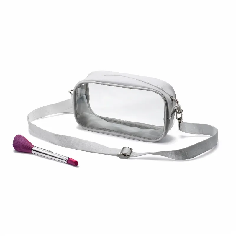 Bolsa de Maquillaje de PVC Transparente Impermeable Neceser de Viaje Portátil Organizador Claro Con Correa de Hombro Mujer Hombre