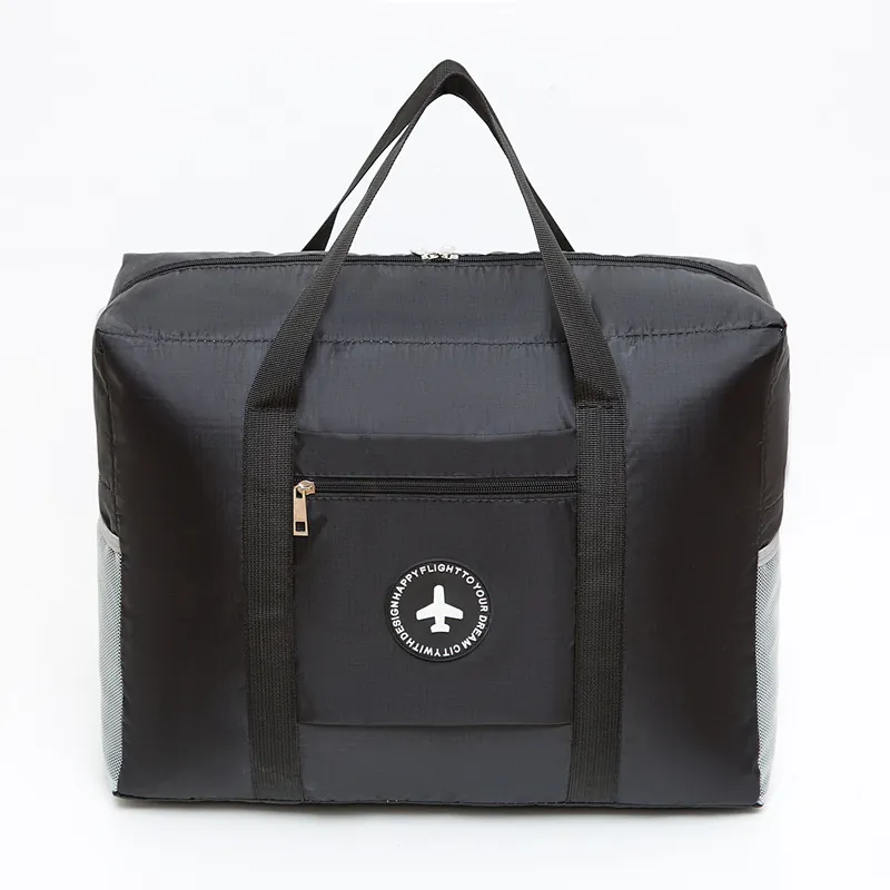 Large Capacity Oxford Cloth Travel Bag with Trolley Case Sleeve Foldable Luggage Bag Airplane Pattern Moving Storage Bag