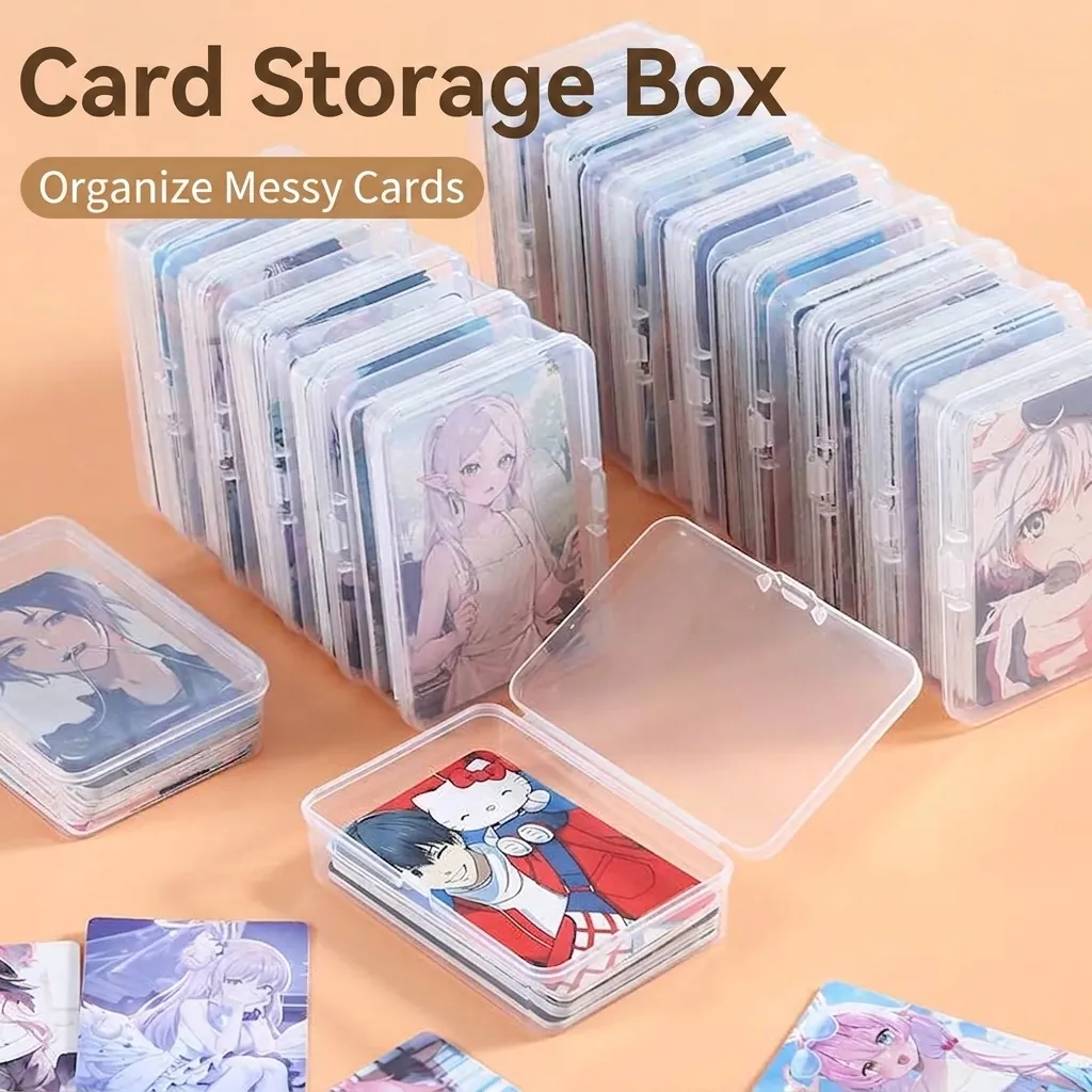 Frosted Transparent PP Plastic Card Storage Box With Lid For Photo Cards Stickers Small Items Organizer Case