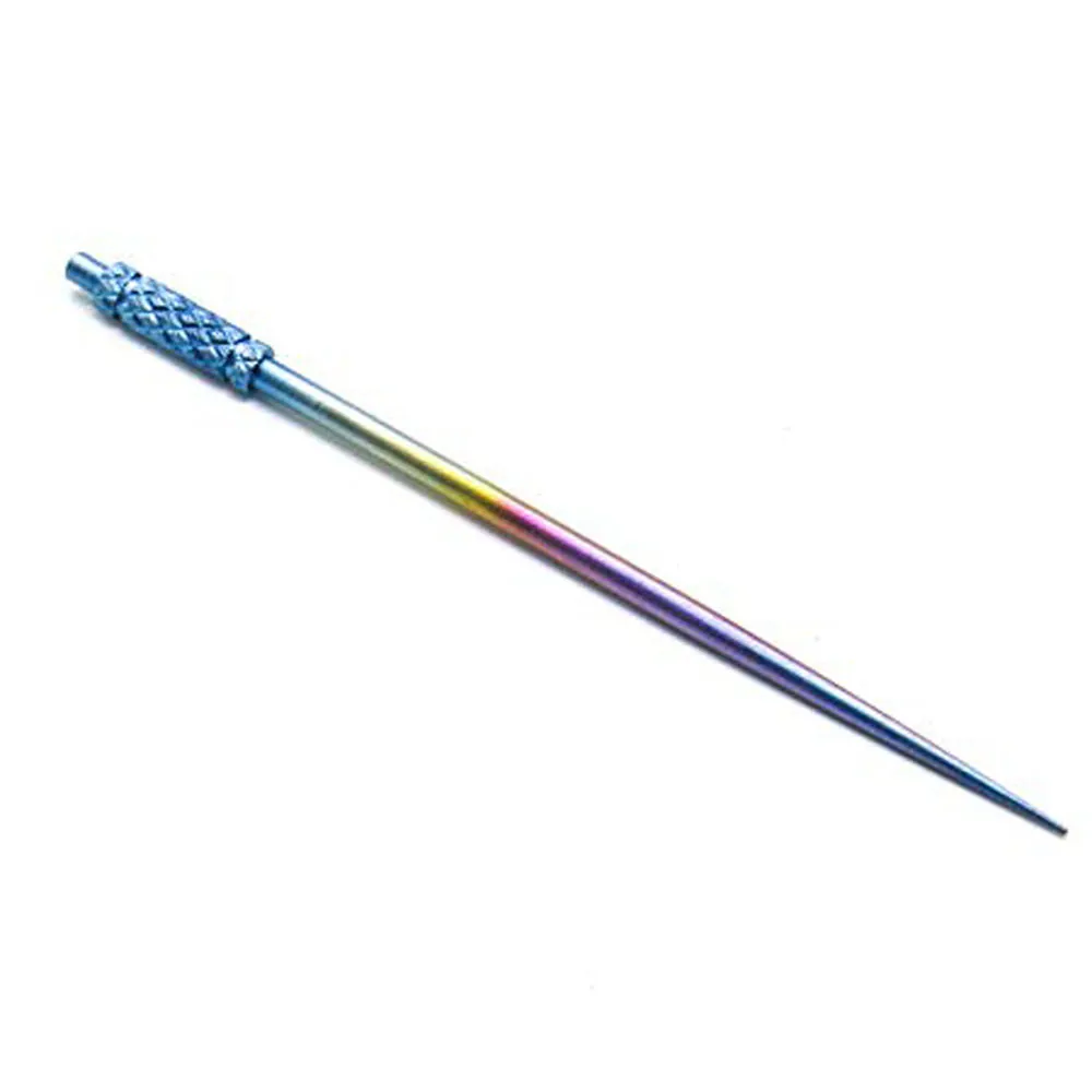 Multi-functional Stainless Steel Fruit Pick Rainbow Gradient Metal Toothpick Portable Outdoor Tool With Knurled Handle For Travel Home Picnic
