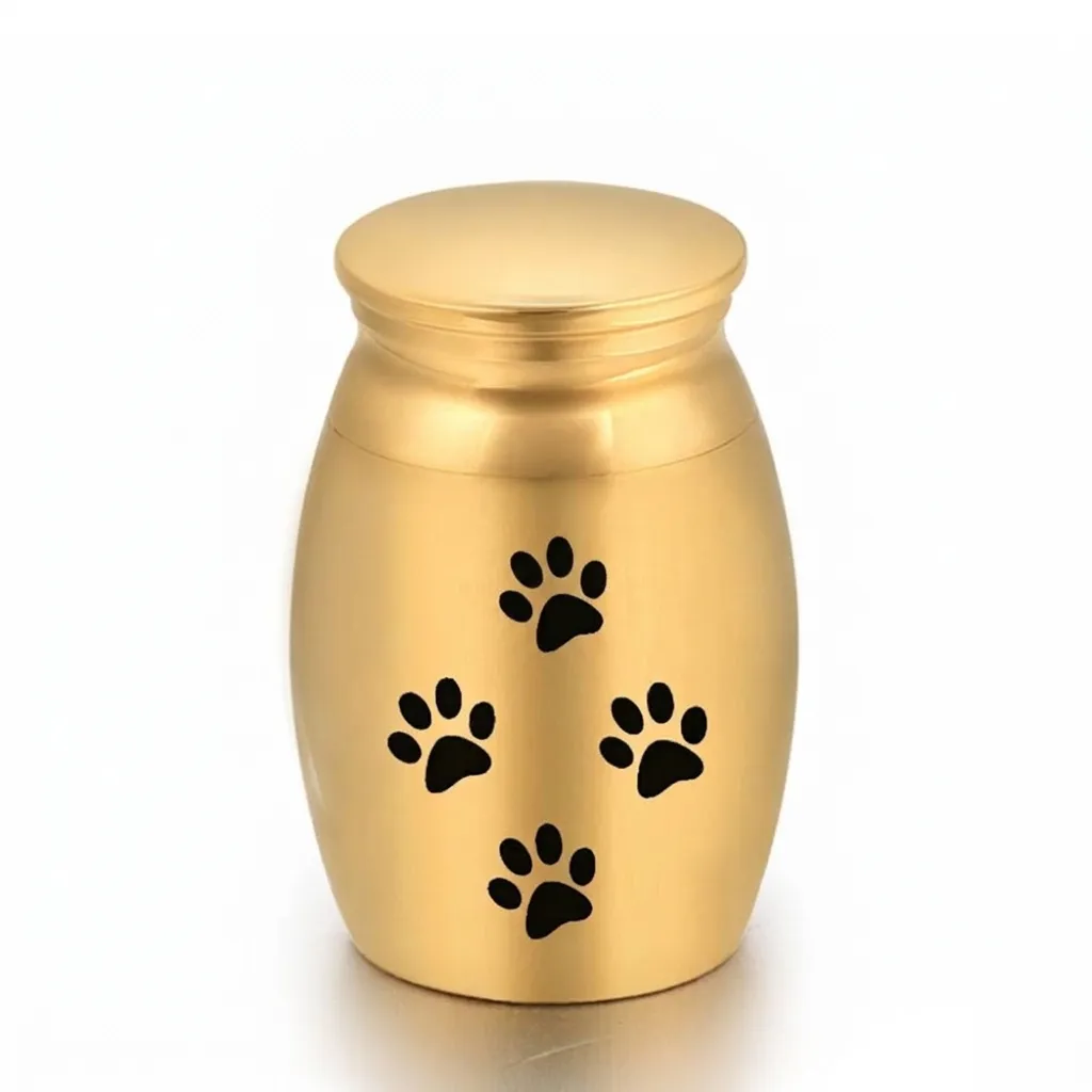 Mini Urna Conmemorativa de Metal para Mascotas Con Huella de Pata Recuerdo Cenizas Cabello Contenedor Solemne Frasco Decorativo