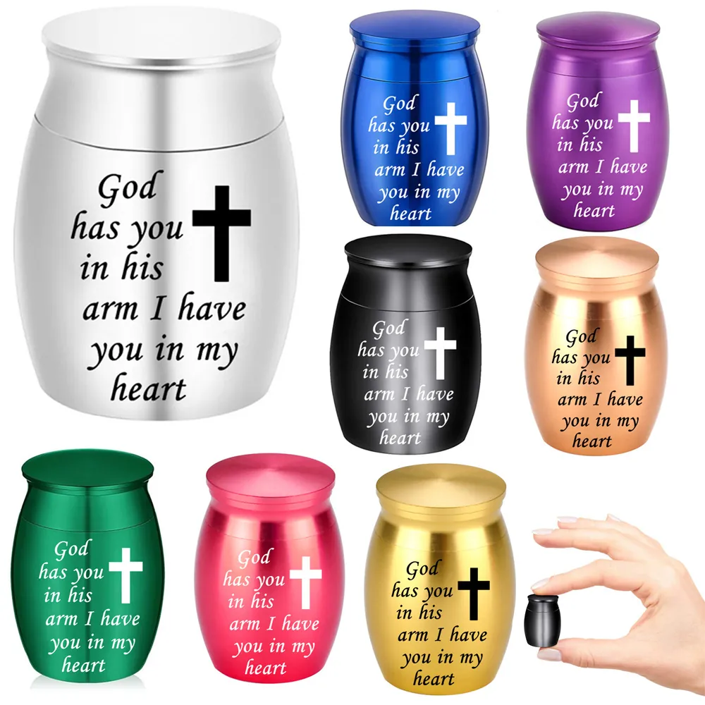 Mini Memorial Cremation Urns for Human Ashes Pet Ashes Keepsake Metal Funeral Jar Cross Engraved Memorial Gifts for Loved Ones
