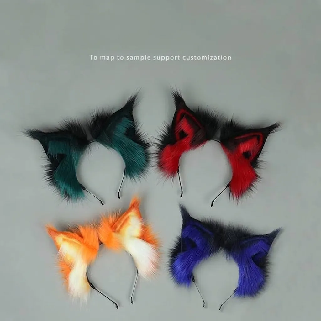 Künstliche Plüsch Tierohren Stirnband Für Cosplay Anime Party Fuchs Wolf Ohr Kopfschmuck Handgefertigtes Haarband Damen Herren