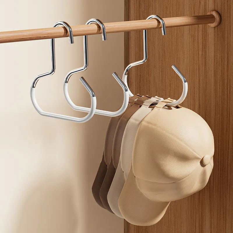 Multi-Functional Manganese Steel S-Shaped Hat Hook Ring Non-Slip Closet Organizer For Baseball Caps Bags Scarves