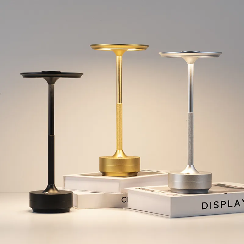 Minimalistische Aluminium Bar Tischlampe USB Aufladbar Kabellos LED Tragbares Licht 3 Farben Touch Dimmen Schreibtischlampe Für Restaurant Hotel Cafe Deko
