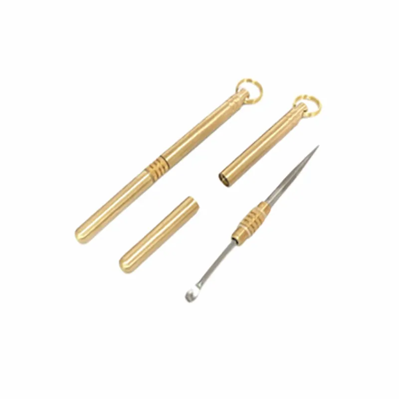 Portable Brass Titanium Alloy Multi-Function Toothpick Ear Pick Tool Outdoor Camping EDC Waterproof Sealing Key Ring Set