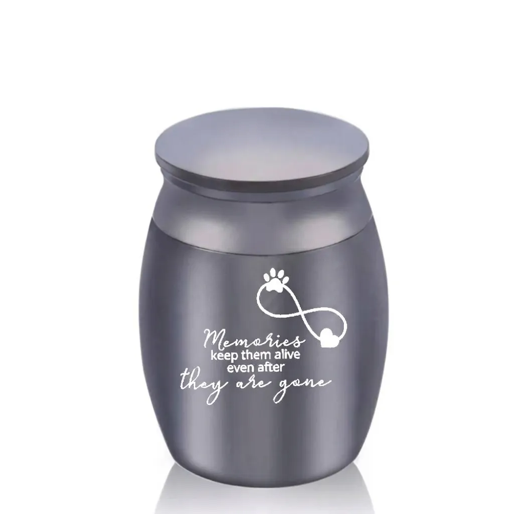Stainless Steel Mini Keepsake Urn For Human Ashes Pet Memorial Jar Engraved Infinity Heart Paw Print Small Cremation Container