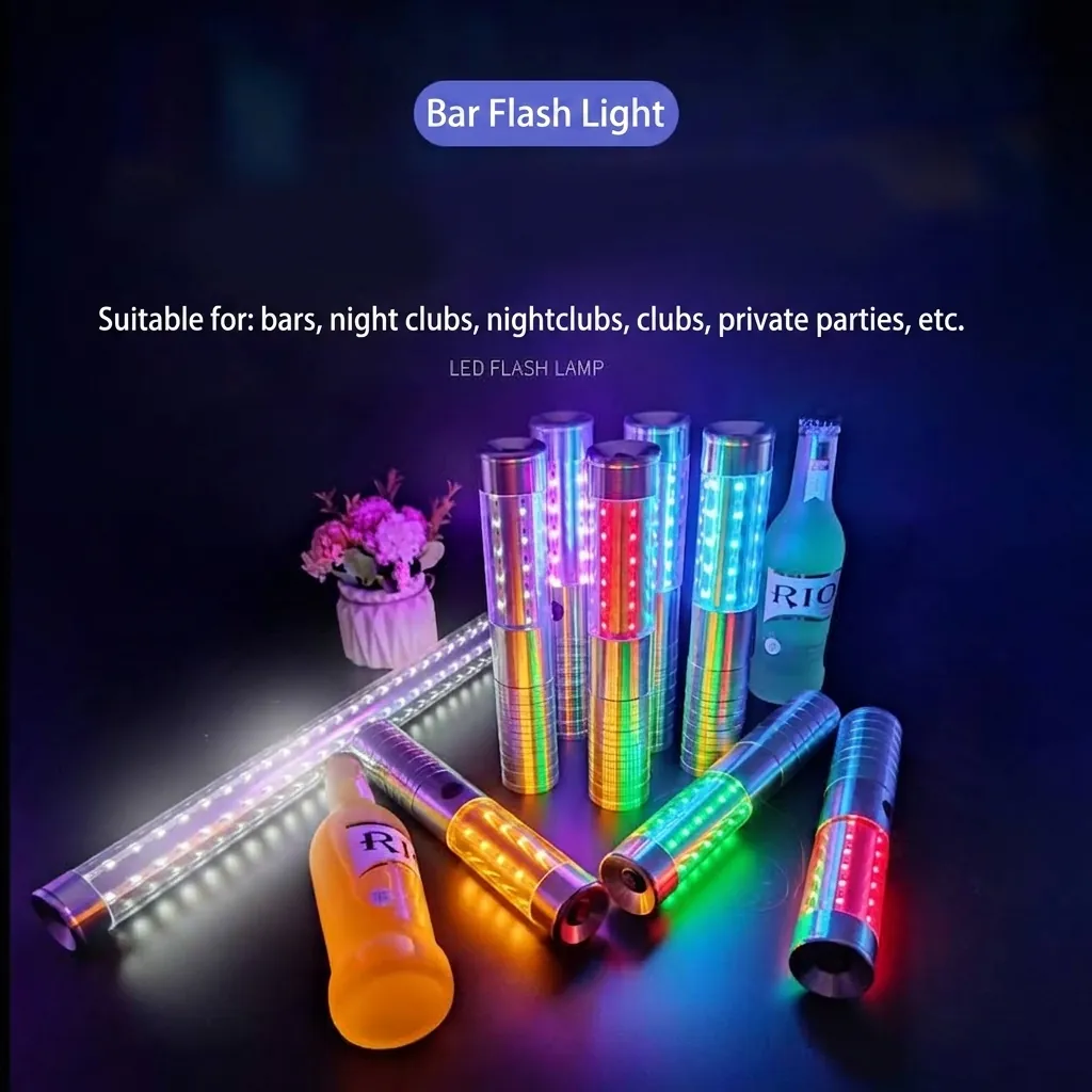 LED Rechargeable Strobe Glow Stick Aluminum Alloy Atmosphere Light Wand For Bar KTV Champagne Service Party Celebration Ambiance Prop