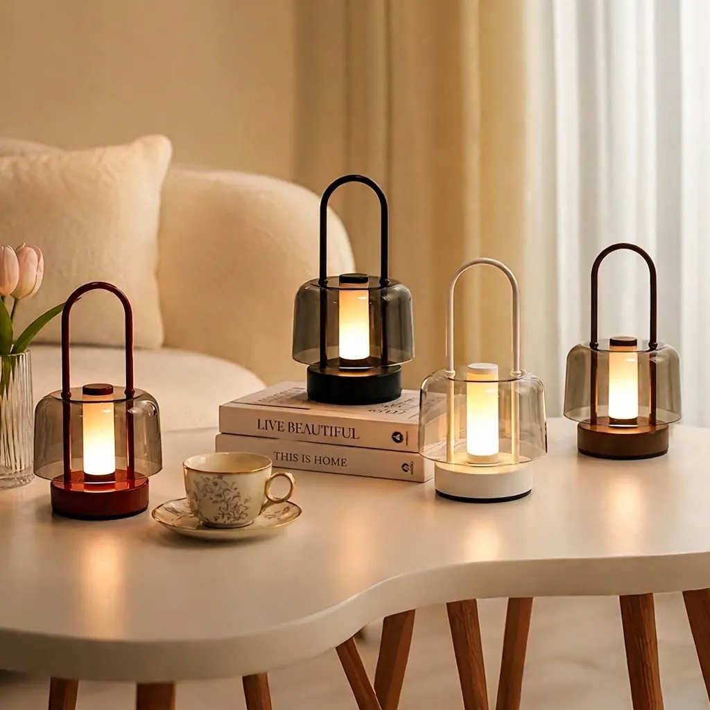 Portable LED Atmosphere Night Light Rechargeable Touch Stepless Dimming Candle Style Metal Table Lamp For Camping Bedroom Decor
