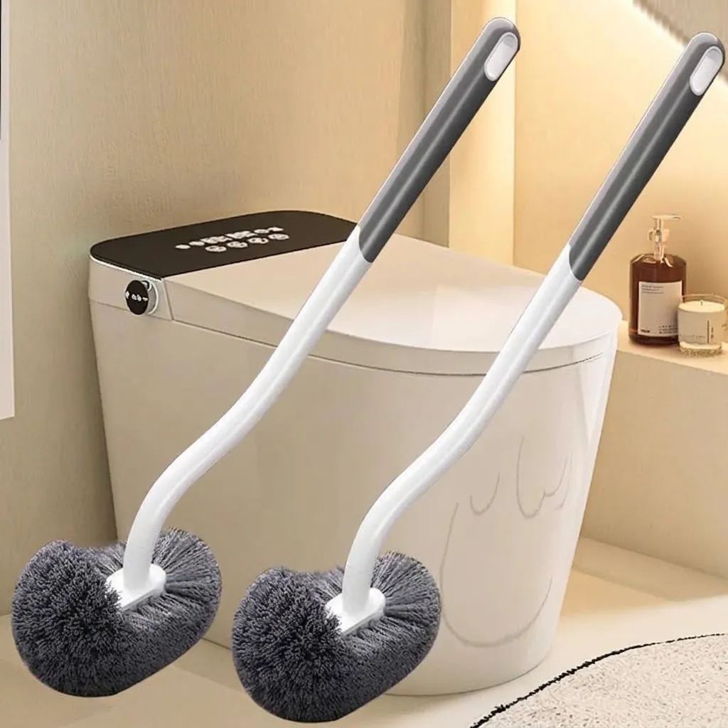 Long Handle Curved Toilet Brush Wall Mounted Dead Corner Cleaning Brush Plastic Soft Bristle Bathroom Cleaner Tool