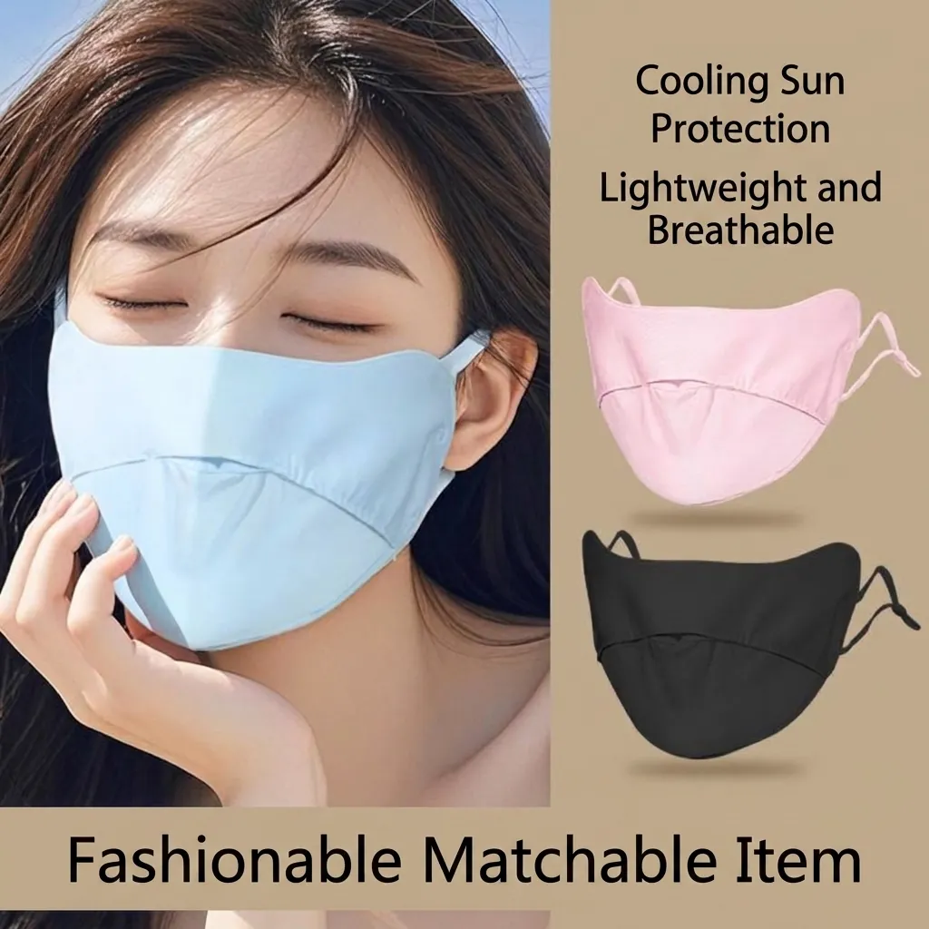 Maschera di Protezione Solare in Seta di Ghiaccio UPF 50+ per Donna Maschera Facciale Protettiva UV Traspirante per Ciclismo All'aperto