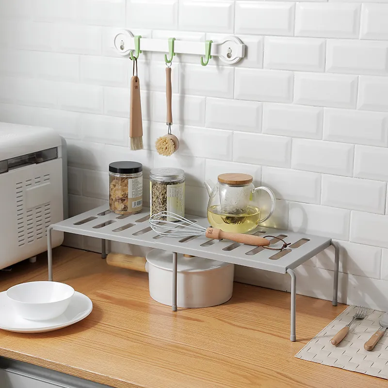 Expandable Kitchen Organizer Shelf Under Sink Cabinet Storage Rack ABS Layered Rack For Spice Pot Dish Home Storage