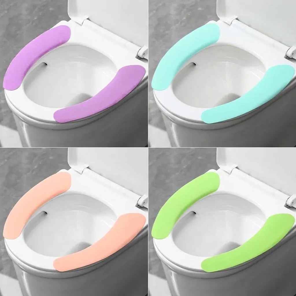 Universal Waterproof Adhesive Toilet Seat Cover Pads Washable Warm Velvet Toilet Mat Suction Bathroom Toilet Seat Pad