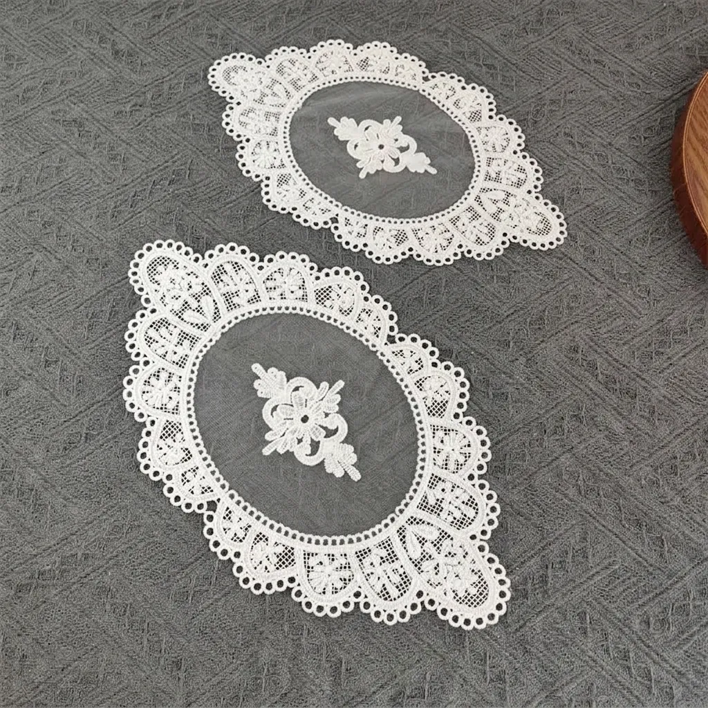 European Retro Embroidered Hollow Out Place Mat Polyester Mesh Lace Table Mat For Coaster Bowl Plate Home Dining Decoration