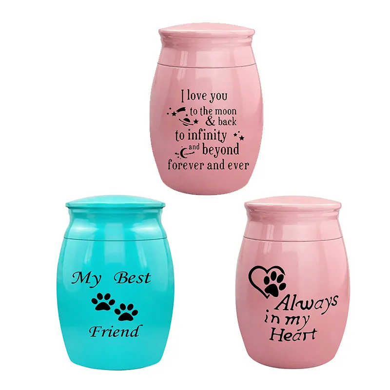 Mini Aluminum Alloy Cremation Urn For Pet Human Ashes Heart Paw Print Memorial Keepsake Jar Always In My Heart My Best Friend