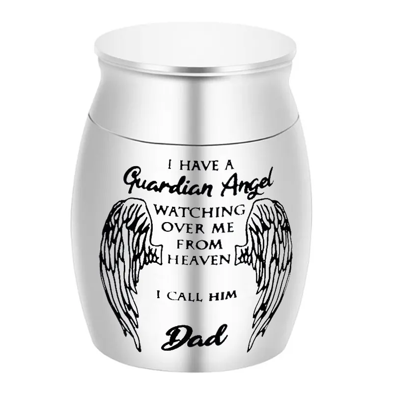 Angel Wings Memorial Cremation Urn Aluminum Alloy Keepsake Jar Silver Funeral Container For Dad Mom Family Relative Gift