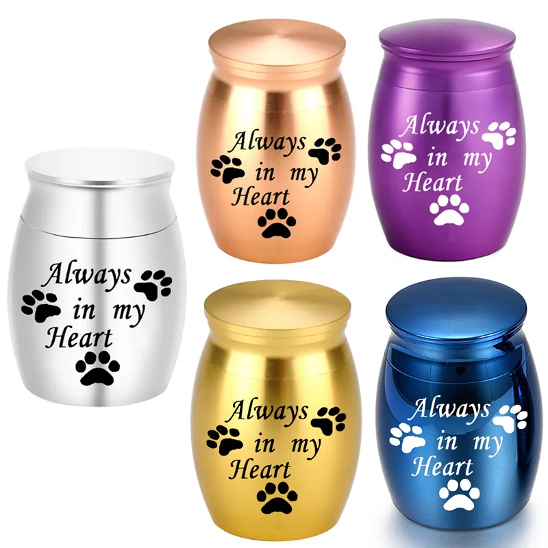 Haustier Gedenkurne Aluminiumlegierung Ascheglas Pfotenabdruck Herzmuster Mini Feuerbestattungsurne Für Katze Hund Gedenkgeschenk