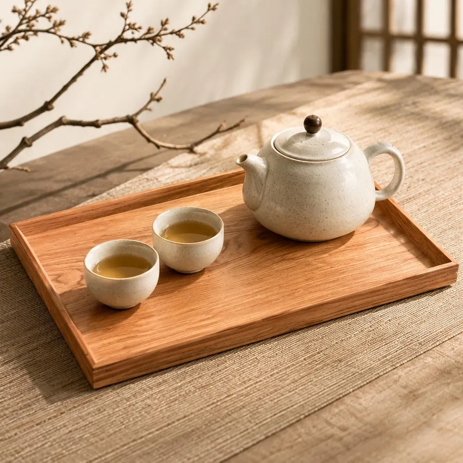 Minimalist Rectangular Wooden Serving Tray For Coffee Tea Dessert Solid Wood Platter For Household Kitchen Storage Organiser