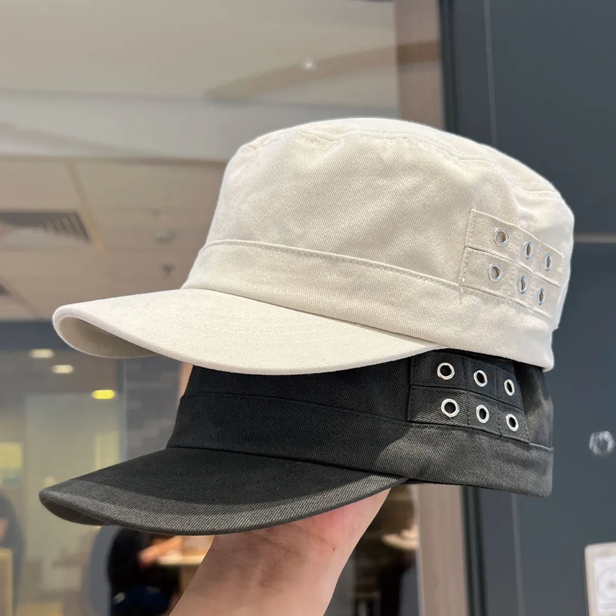 Unisex Flat Top Military Cap 100% Cotton Adjustable Tactical Cadet Hat Outdoor Sunshade Casual Baseball Cap For Men Women