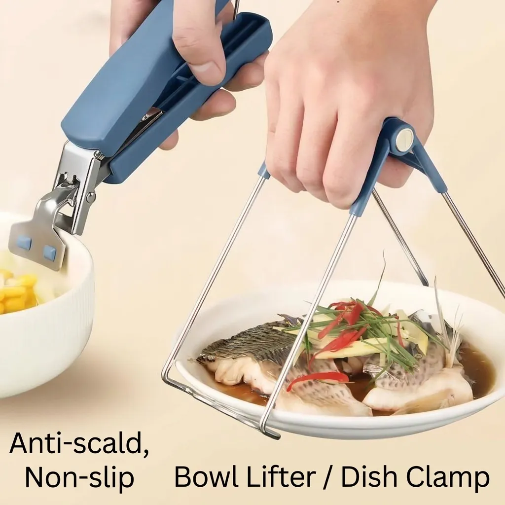 Kitchen Anti-Scald Stainless Steel Bowl Clip Set Non-Slip Plate Gripper Silicone Heat Resistant Mat And Oven Mitts Home Cooking Tools